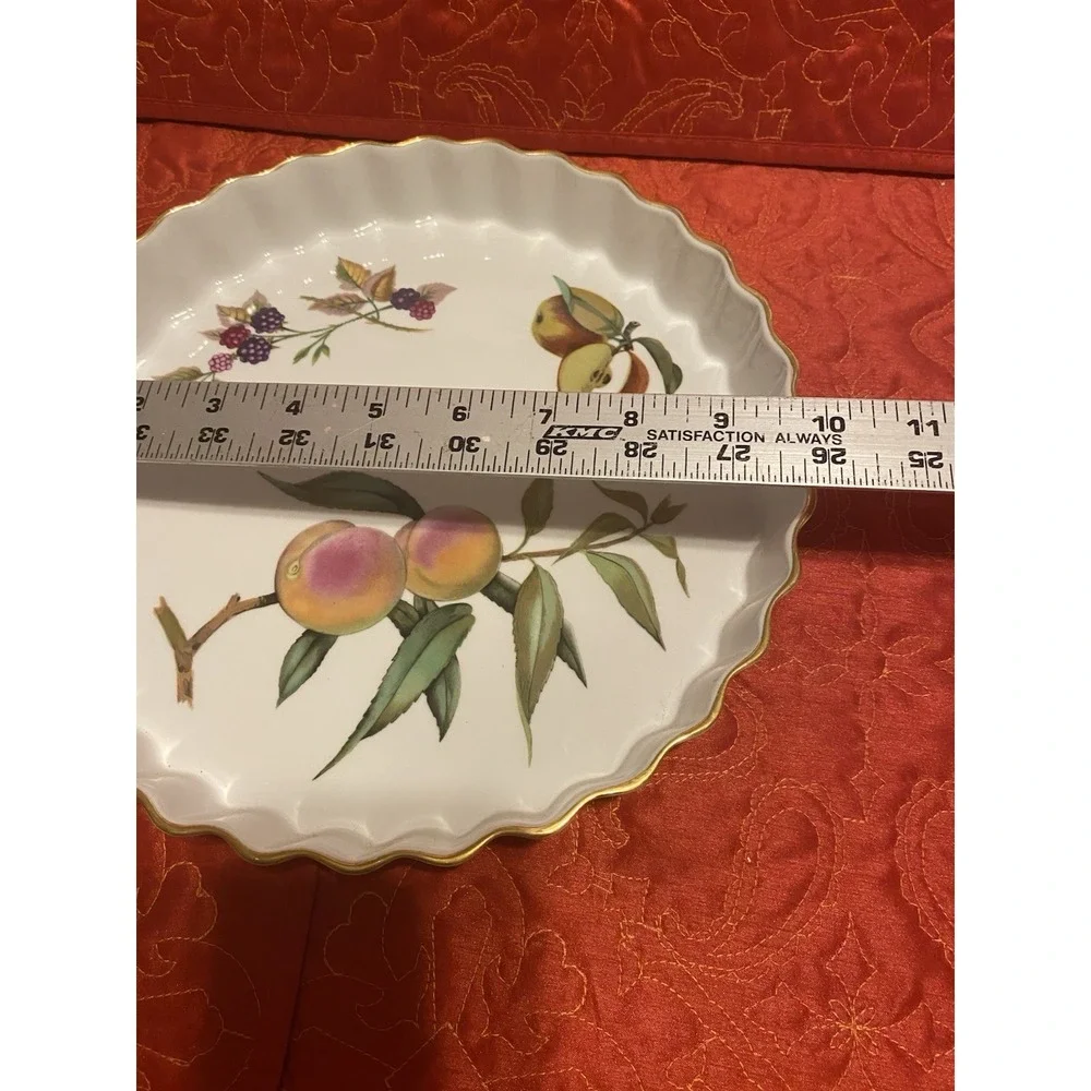 Vintage‎ Fine Porcelain Royal Worcester Evesham Pattern Flan or Tart Dish 1961